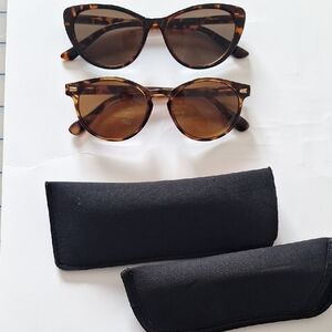 Stylish Tortoise Shell Sunglasses Set - Two Pairs Of 2.5 Reader Sun Glasses.